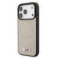 BMW BMW iPhone 17 Pro/iPhone 18 Pro Coque arrière MagSafe Revêtement intégral en cuir logos métalliques - Gris