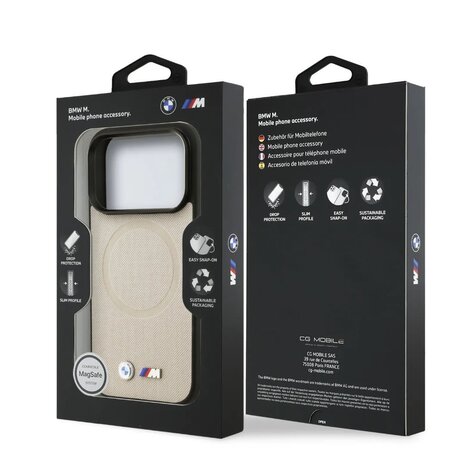 BMW BMW iPhone 17 Pro Back-Cover hul - MagSafe - Full Wrapped Leather Case With Metal Logos - Grau BMW BMW iPhone 17 Pro Back-Cover hul - MagSafe - Full Wrapped Leather Case With Metal Logos - Grau