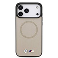 BMW BMW iPhone 17 Pro Max/iPhone 18 Pro Max Handyhülle MagSafe Vollständig mit Leder bezogen Metalllogos - Grau