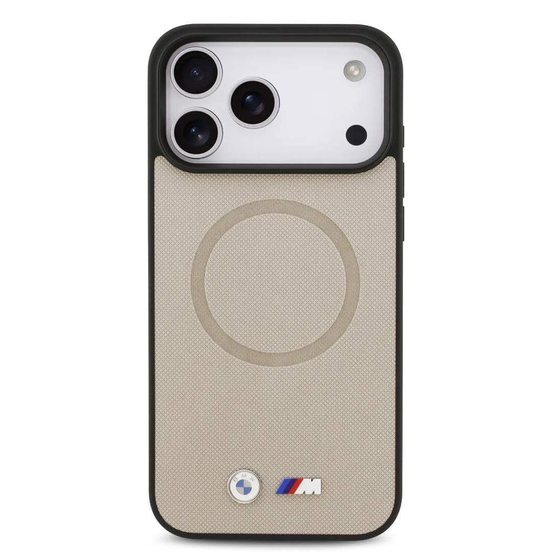 BMW BMW iPhone 17 Pro Max Backcover hoesje - MagSafe - Full Wrapped Leather Case With Metal Logos - Grijs, foto 3 van 6