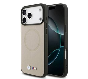 BMW BMW iPhone 17 Pro Max Backcover hoesje - MagSafe - Full Wrapped Leather Case With Metal Logos - Grijs BMW BMW iPhone 17 Pro Max Backcover hoesje - MagSafe - Full Wrapped Leather Case With Metal Logos - Grijs