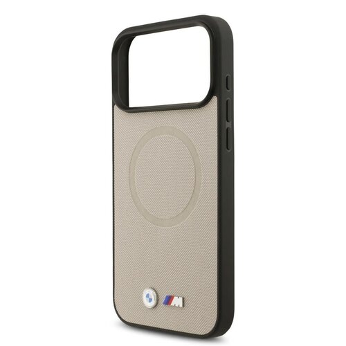 BMW BMW iPhone 17 Pro Max/iPhone 18 Pro Max Handyhülle MagSafe Vollständig mit Leder bezogen Metalllogos - Grau