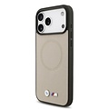 BMW BMW iPhone 17 Pro Max/iPhone 18 Pro Max Coque arrière MagSafe Revêtement intégral en cuir logos métalliques - Gris