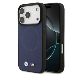 BMW BMW iPhone 17 Pro Back cover coque - MagSafe - Full Wrapped Leather Case With Metal Logos - Navy BMW BMW iPhone 17 Pro Back cover coque - MagSafe - Full Wrapped Leather Case With Metal Logos - Navy
