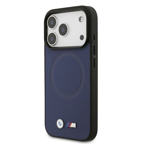 BMW BMW iPhone 17 Pro Backcover hoesje - MagSafe - Full Wrapped Leather Case With Metal Logos - Navy BMW BMW iPhone 17 Pro Backcover hoesje - MagSafe - Full Wrapped Leather Case With Metal Logos - Navy
