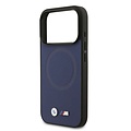 BMW BMW iPhone 17 Pro/iPhone 18 Pro Coque arrière MagSafe Revêtement intégral en cuir logos métalliques - Bleu marine