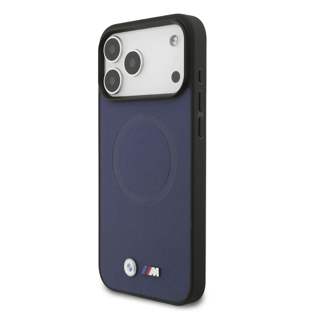 BMW BMW iPhone 17 Pro Max Backcover hoesje - MagSafe - Full Wrapped Leather Case With Metal Logos - Navy, foto 2 van 6