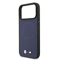 BMW BMW iPhone 17 Pro Max/iPhone 18 Pro Max Coque arrière MagSafe Revêtement intégral en cuir logos métalliques - Bleu marine