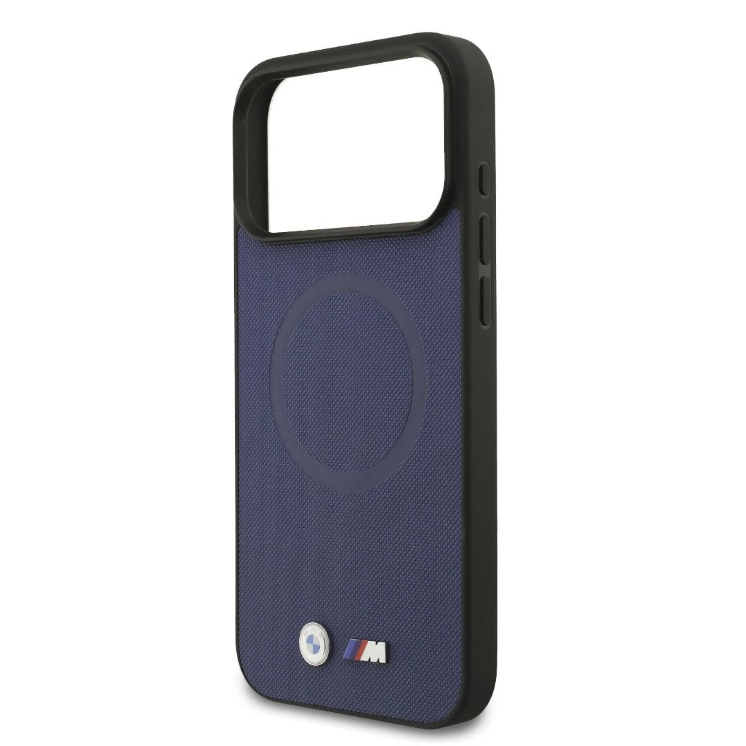 BMW BMW iPhone 17 Pro Max Backcover hoesje - MagSafe - Full Wrapped Leather Case With Metal Logos - Navy, foto 5 van 6