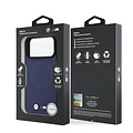 BMW BMW iPhone 17 Pro Max/iPhone 18 Pro Max Coque arrière MagSafe Revêtement intégral en cuir logos métalliques - Bleu marine