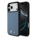 BMW BMW iPhone 17 Pro Max/iPhone 18 Pro Max Coque arrière MagSafe Cuir matelassé logo métallique - Bleu