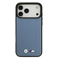 BMW BMW iPhone 17 Pro Max/iPhone 18 Pro Max Coque arrière MagSafe Cuir matelassé logo métallique - Bleu
