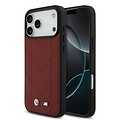 BMW BMW iPhone 17 Pro Max/iPhone 18 Pro Max Handyhülle MagSafe Gestepptes Leder Metalllogo - Rot
