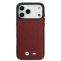BMW BMW iPhone 17 Pro Max/iPhone 18 Pro Max Handyhülle MagSafe Gestepptes Leder Metalllogo - Rot