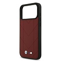 BMW BMW iPhone 17 Pro Max/iPhone 18 Pro Max Handyhülle MagSafe Gestepptes Leder Metalllogo - Rot