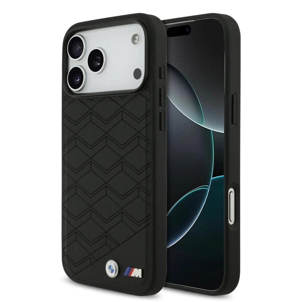 BMW BMW iPhone 17 Pro Max Back cover case - MagSafe - Seat Shaped Leather Case With Metal Logos - Black BMW BMW iPhone 17 Pro Max Back cover case - MagSafe - Seat Shaped Leather Case With Metal Logos - Black
