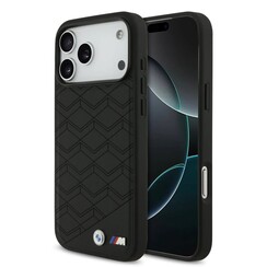 BMW iPhone 17 Pro Max Back cover case - MagSafe - Seat Shaped Leather Case With Metal Logos - Black
