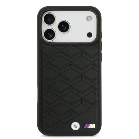 BMW BMW iPhone 17 Pro Max Backcover hoesje - MagSafe - Seat Shaped Leather Case With Metal Logos - Zwart BMW BMW iPhone 17 Pro Max Backcover hoesje - MagSafe - Seat Shaped Leather Case With Metal Logos - Zwart