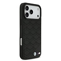 BMW BMW iPhone 17 Pro Max/iPhone 18 Pro Max Coque arrière MagSafe Cuir à motif inspiré d'un siège logos métalliques - Noir