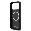 BMW BMW iPhone 17 Pro Max/iPhone 18 Pro Max Coque arrière MagSafe Cuir à motif inspiré d'un siège logos métalliques - Noir
