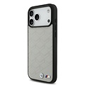 BMW BMW iPhone 17 Pro Max/iPhone 18 Pro Max Handyhülle MagSafe Leder mit Sitzdesign Metalllogos - Grau