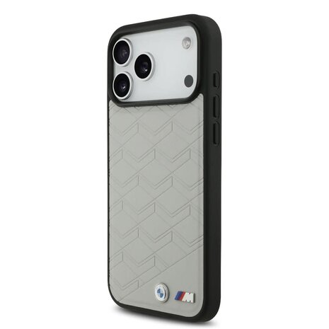BMW BMW iPhone 17 Pro Max Back cover coque - MagSafe - Seat Shaped Leather Case With Metal Logos - Gris BMW BMW iPhone 17 Pro Max Back cover coque - MagSafe - Seat Shaped Leather Case With Metal Logos - Gris