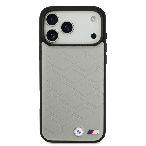 BMW BMW iPhone 17 Pro Max/iPhone 18 Pro Max Handyhülle MagSafe Leder mit Sitzdesign Metalllogos - Grau