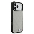 BMW BMW iPhone 17 Pro Max/iPhone 18 Pro Max Handyhülle MagSafe Leder mit Sitzdesign Metalllogos - Grau