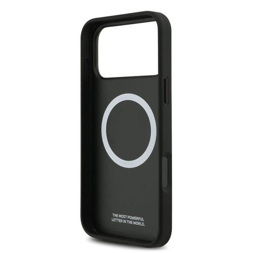 BMW BMW iPhone 17 Pro Max/iPhone 18 Pro Max Coque arrière MagSafe Cuir à motif inspiré d'un siège logos métalliques - Gris