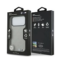 BMW BMW iPhone 17 Pro Max/iPhone 18 Pro Max Coque arrière MagSafe Cuir à motif inspiré d'un siège logos métalliques - Gris