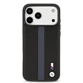 BMW BMW iPhone 17 Pro Max/iPhone 18 Pro Max Handyhülle PU-Kunstleder perforierte blaue Streifen Metalllogos - Schwarz