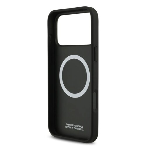 BMW BMW iPhone 17 Pro Max/iPhone 18 Pro Max Coque arrière Similicuir PU bandes bleues perforées logos métalliques - Noir