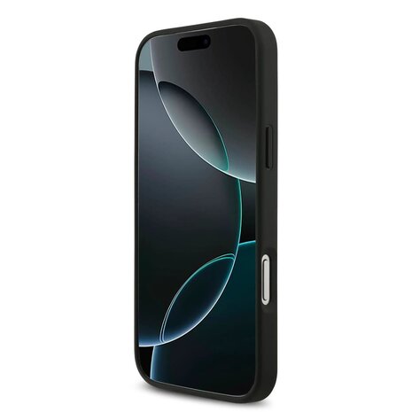 BMW BMW iPhone 17 Pro Max Backcover hoesje - PU Leather & Carbon Case With Blue Line Stitch - Zwart BMW BMW iPhone 17 Pro Max Backcover hoesje - PU Leather & Carbon Case With Blue Line Stitch - Zwart