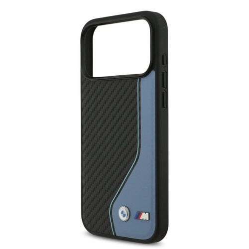 BMW BMW iPhone 17 Pro Max/iPhone 18 Pro Max Handyhülle PU-Kunstleder und Carbon blaue Ziernaht - Schwarz