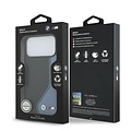 BMW BMW iPhone 17 Pro Max/iPhone 18 Pro Max Handyhülle PU-Kunstleder und Carbon blaue Ziernaht - Schwarz