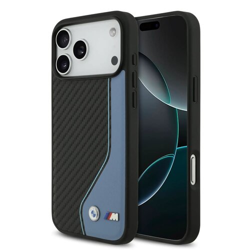 BMW BMW iPhone 17 Pro Max/iPhone 18 Pro Max Handyhülle PU-Kunstleder und Carbon blaue Ziernaht - Schwarz