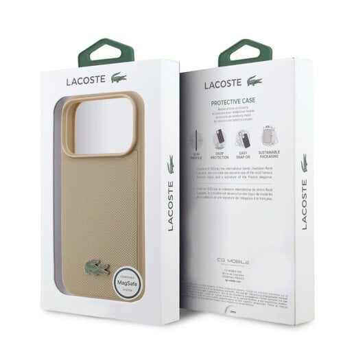Lacoste Lacoste iPhone 17 Pro Back cover case - MagSafe - Iconic Petit Pique Logo - Taupe