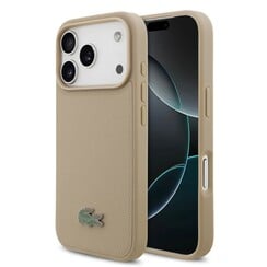 Lacoste iPhone 17 Pro Max/iPhone 18 Pro Max Backcoverhoesje - MagSafe - Iconisch Petit Piqué-logo - Taupe