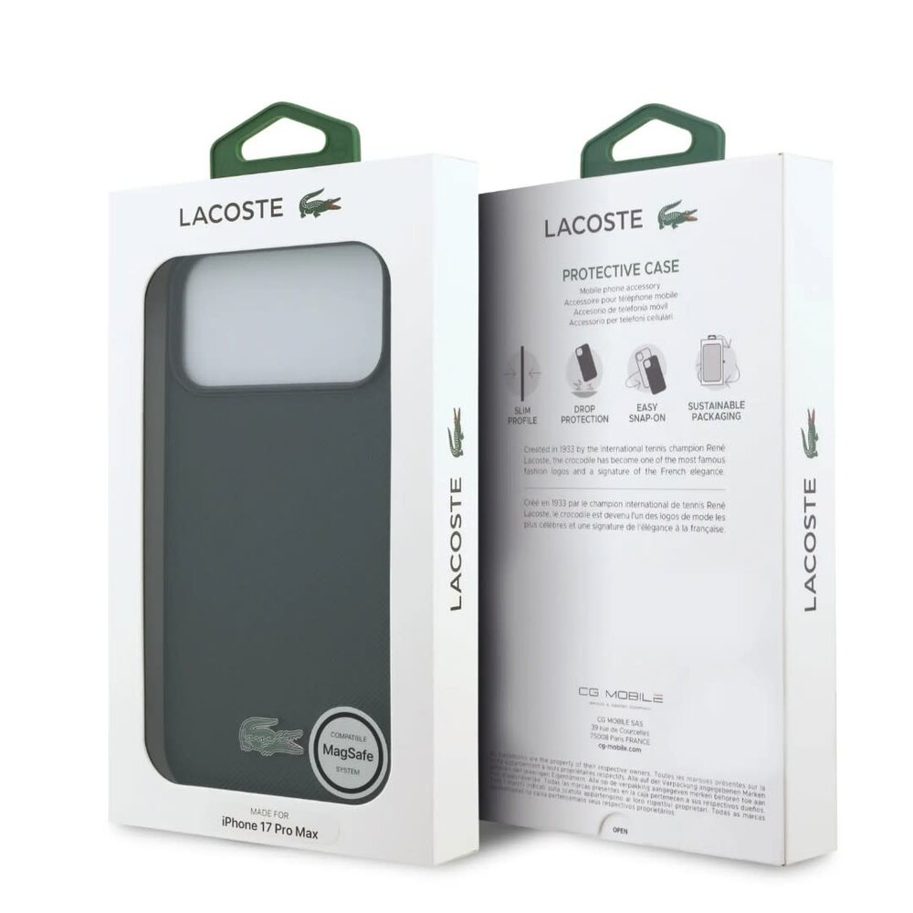 Lacoste Lacoste iPhone 17 Pro Back cover case - MagSafe - Iconic Petit Pique Logo - Green Lacoste Lacoste iPhone 17 Pro Back cover case - MagSafe - Iconic Petit Pique Logo - Green