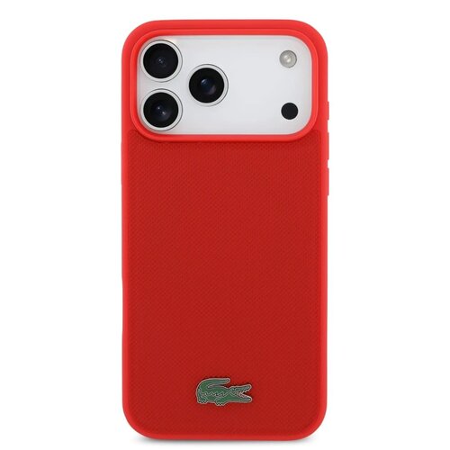 Lacoste Lacoste iPhone 17 Pro/iPhone 18 Pro Coque arrière MagSafe Logo Petit Piqué iconique - Rouge