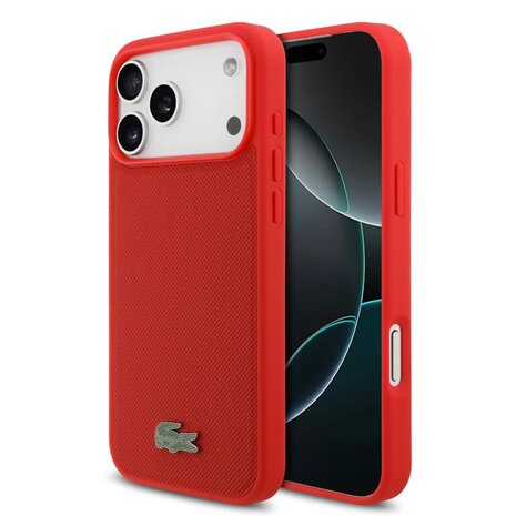 Lacoste Lacoste iPhone 17 Pro Back cover case - MagSafe - Iconic Petit Pique Logo - Red Lacoste Lacoste iPhone 17 Pro Back cover case - MagSafe - Iconic Petit Pique Logo - Red