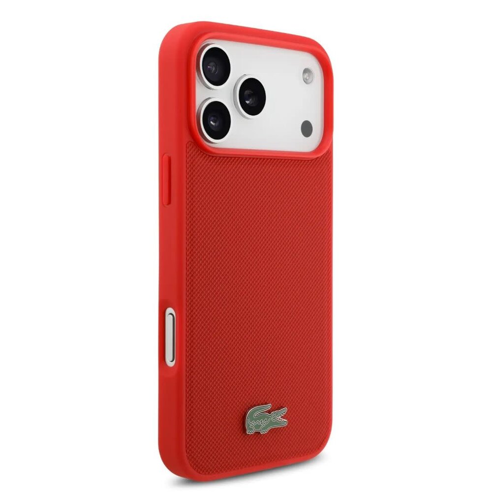 Lacoste Lacoste iPhone 17 Pro Back-Cover hul - MagSafe - Iconic Petit Pique Logo - Rot Lacoste Lacoste iPhone 17 Pro Back-Cover hul - MagSafe - Iconic Petit Pique Logo - Rot