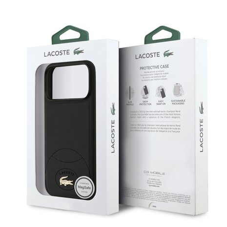 Lacoste Lacoste iPhone 17 Pro Max Backcover hoesje - MagSafe - Bliss Design - Zwart Lacoste Lacoste iPhone 17 Pro Max Backcover hoesje - MagSafe - Bliss Design - Zwart