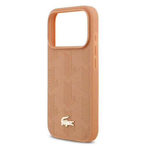 Lacoste Lacoste iPhone 17 Pro/iPhone 18 Pro Coque arrière MagSafe Imprimé monogramme avec logo doré - Rose
