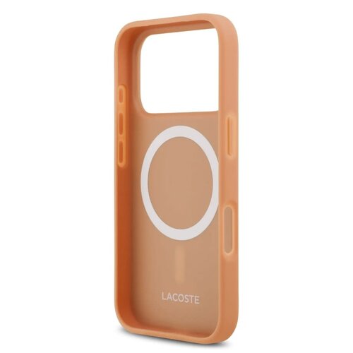 Lacoste Lacoste iPhone 17 Pro/iPhone 18 Pro Coque arrière MagSafe Imprimé monogramme avec logo doré - Rose
