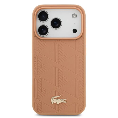 Lacoste Lacoste iPhone 17 Pro Max/iPhone 18 Pro Max Coque arrière MagSafe Imprimé monogramme avec logo doré - Rose