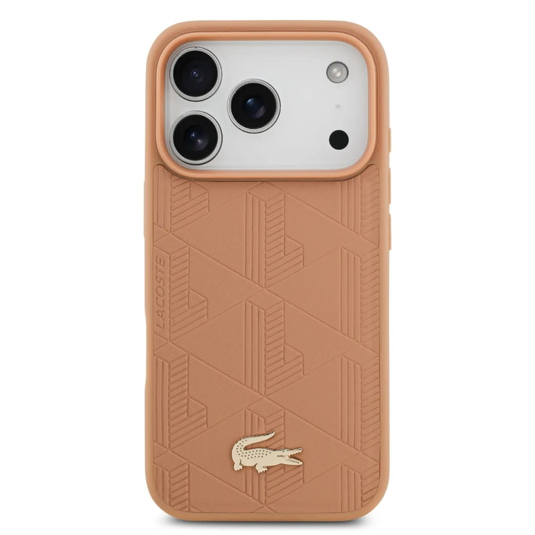 Lacoste Lacoste iPhone 17 Pro Max Backcover hoesje - MagSafe - Monogramme Print With Gold Logo - Roze, foto 3 van 6
