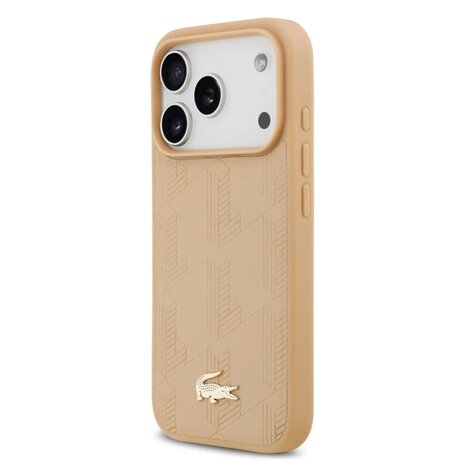 Lacoste Lacoste iPhone 17 Pro Max Back cover coque - MagSafe - Monogramme Print With Gold Logo - Beige Lacoste Lacoste iPhone 17 Pro Max Back cover coque - MagSafe - Monogramme Print With Gold Logo - Beige