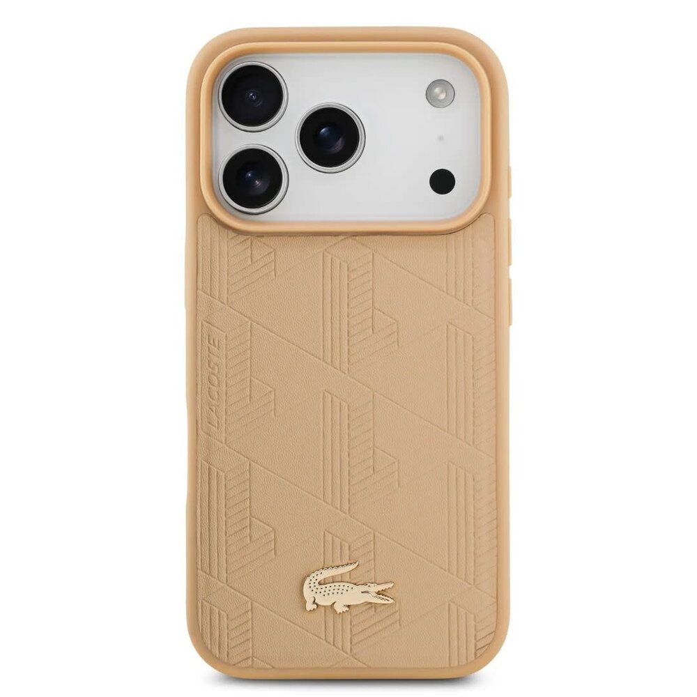 Lacoste Lacoste iPhone 17 Pro Max Back cover coque - MagSafe - Monogramme Print With Gold Logo - Beige Lacoste Lacoste iPhone 17 Pro Max Back cover coque - MagSafe - Monogramme Print With Gold Logo - Beige
