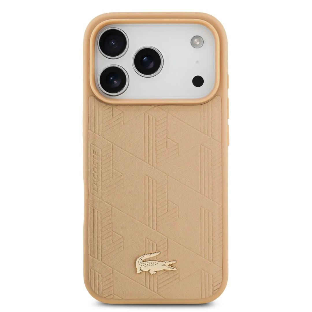 Lacoste Lacoste iPhone 17 Pro Max Backcover hoesje - MagSafe - Monogramme Print With Gold Logo - Beige, foto 3 van 6